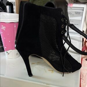 Elegant Black Lace-Up Ankle Boots